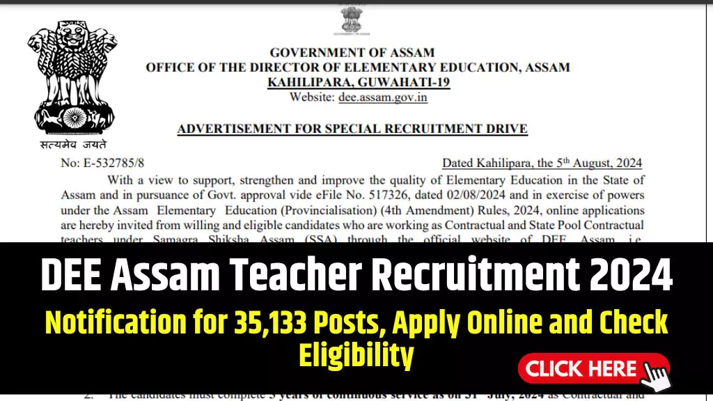 DEE Assam Teacher Recruitment 2024